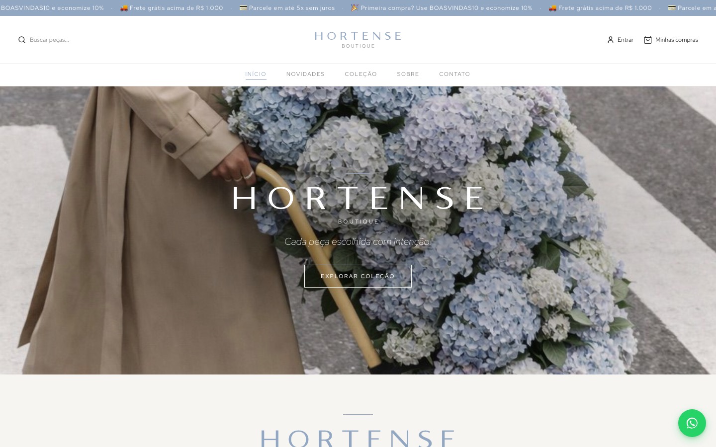 Site Hortense Boutique no computador