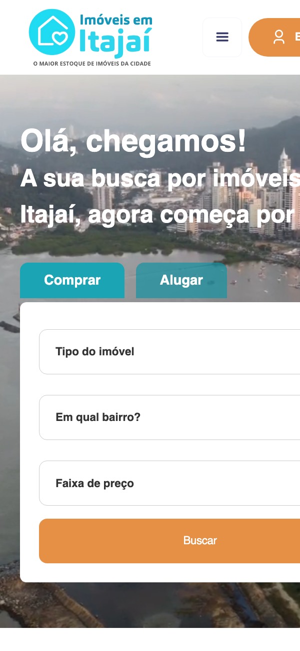 Site Imóveis em Itajaí no celular