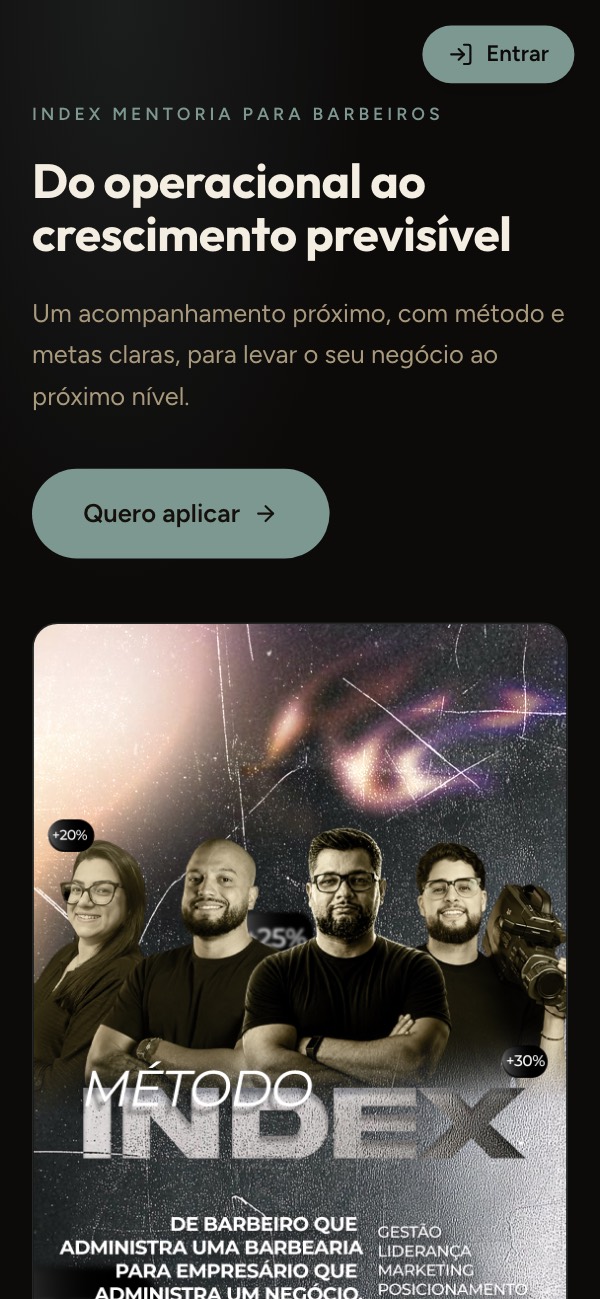 Painel Index Hub no celular