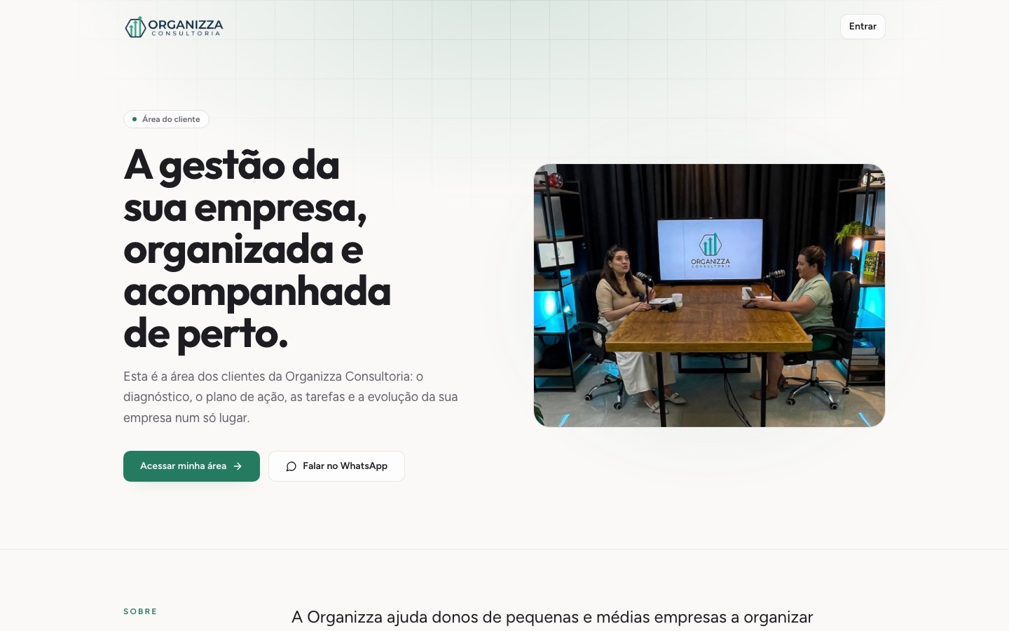 Painel Organizza Consultoria, feito no LUME Hub