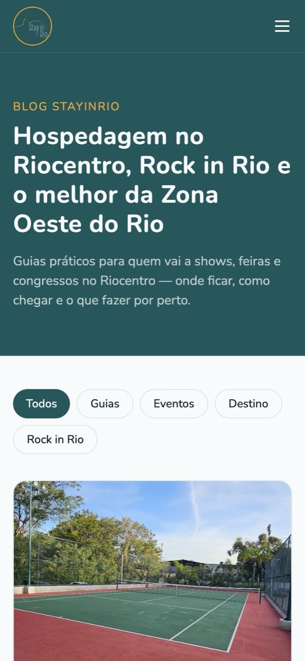 Site Stay in Rio no celular